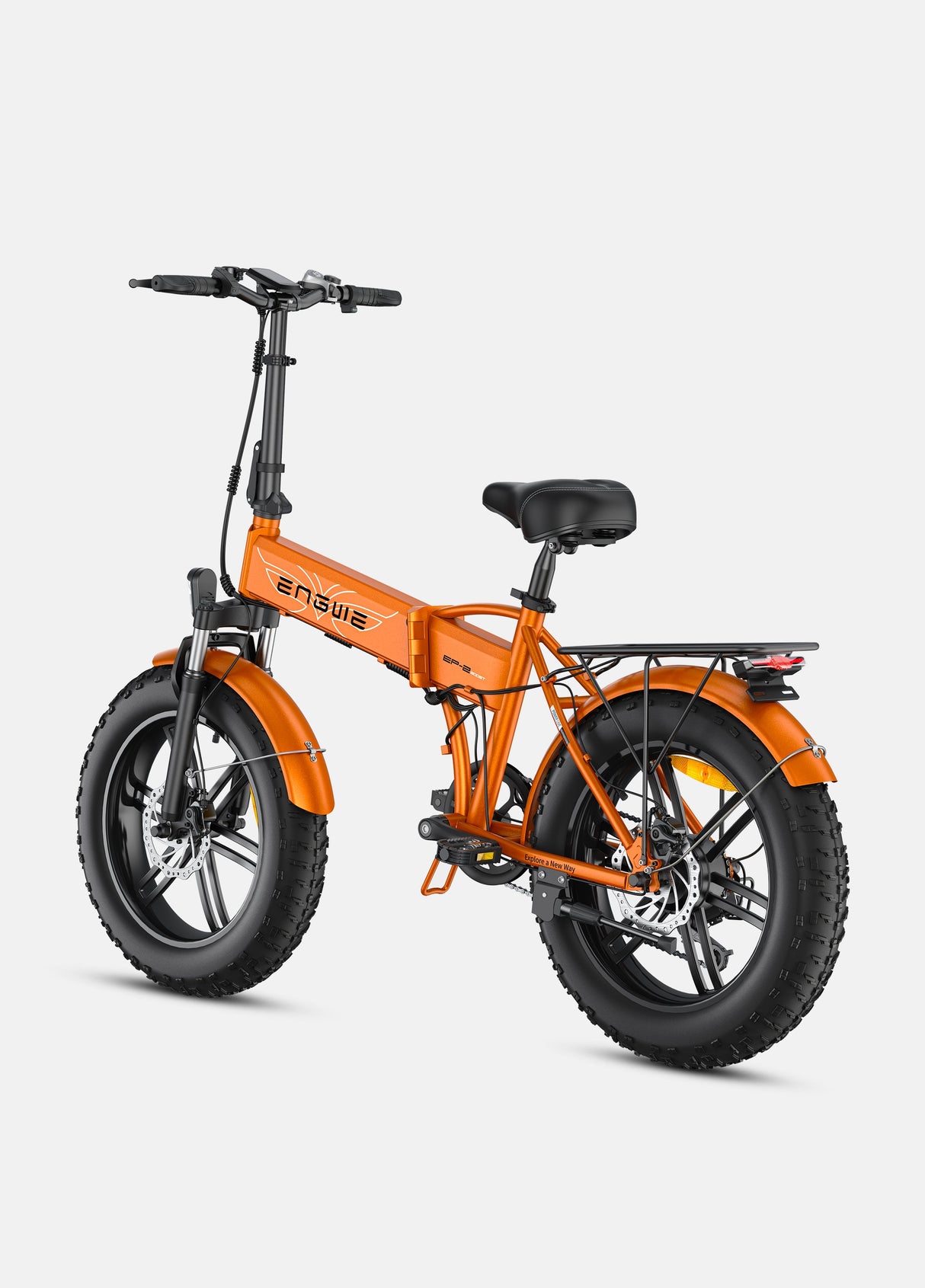 an orange engwe ep-2 boost fold up electric bike