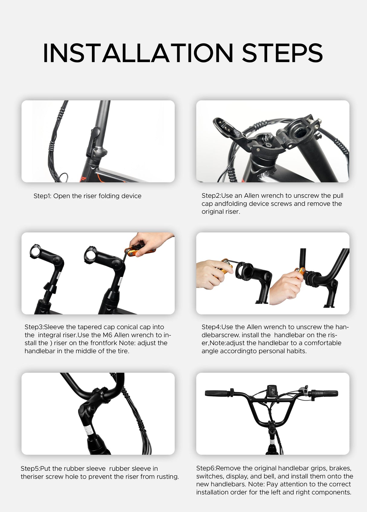 Steps for installing the handlebar