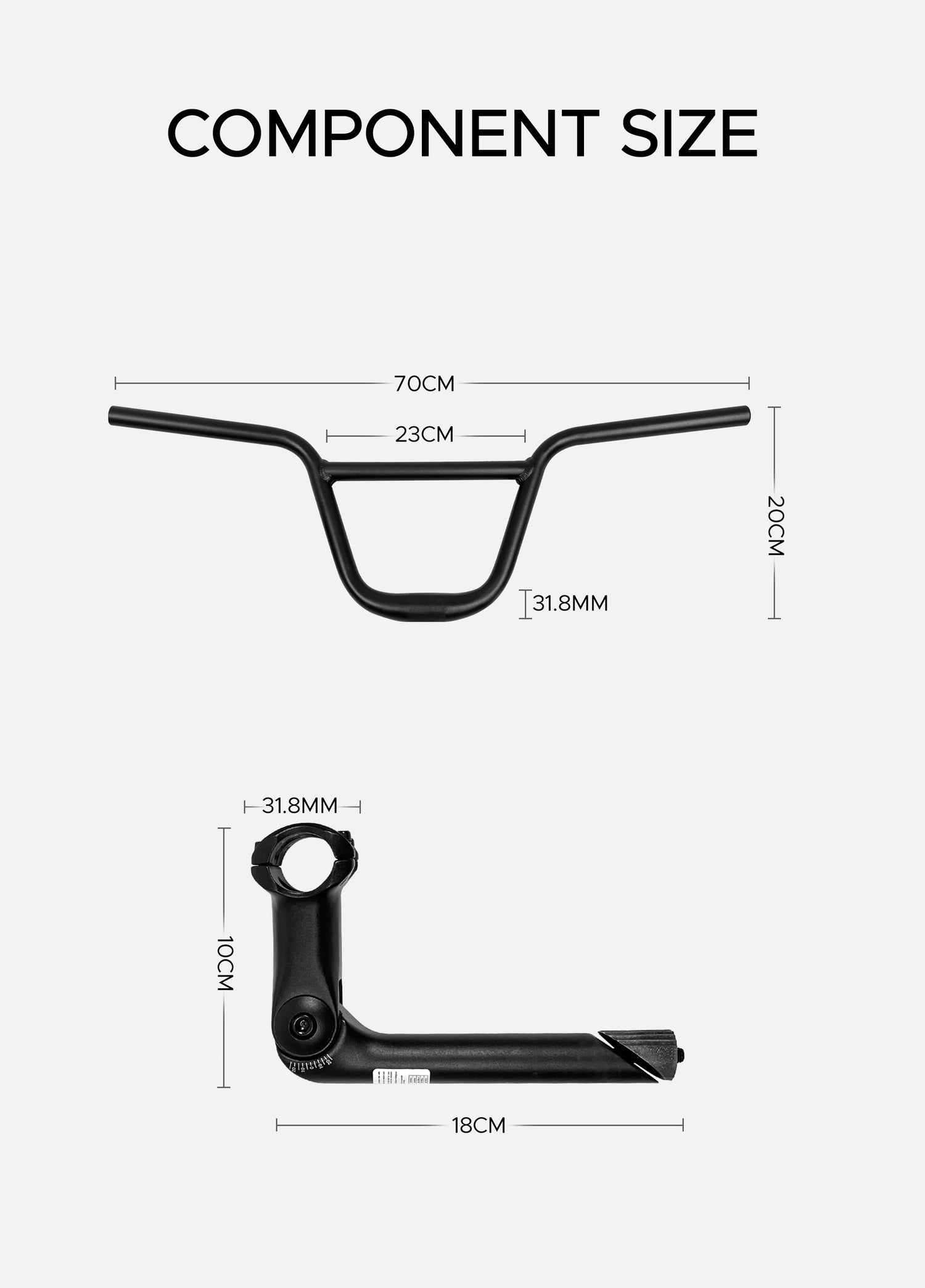 component size of ENGWE bicycle handlebars