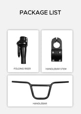 The package list includes folding fiser, handlerbar stem, and handlebar.
