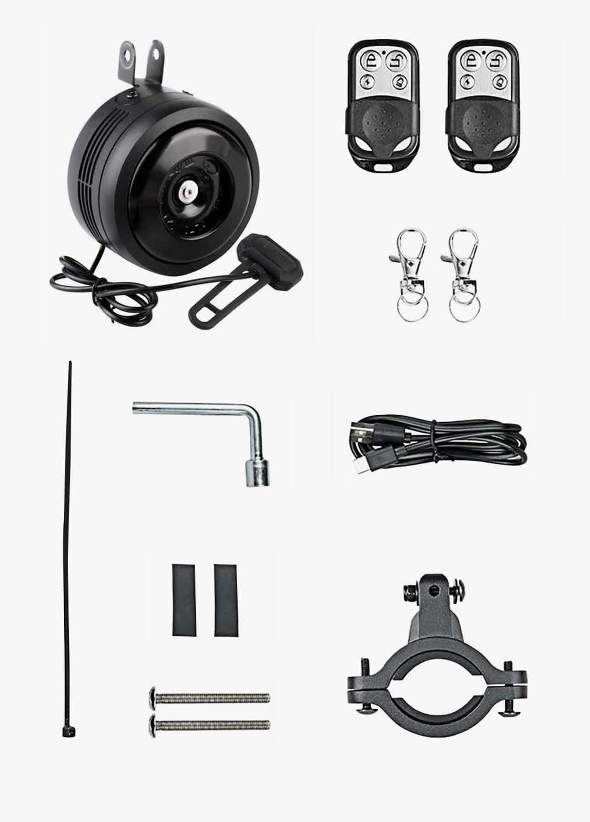 EMjollRay Alarme Vélo 110dB Rechargeable USB-C – Étanche IP65 – Télécommande – Antivol Scooter Moto