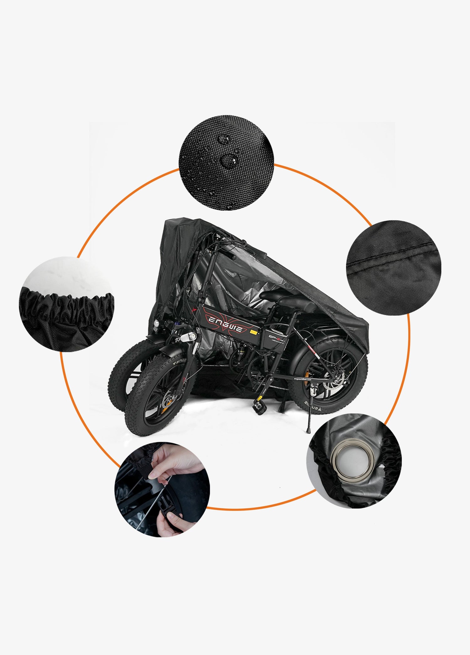 The engwe bike cover is waterproof and zips up easily to protect your e-bike