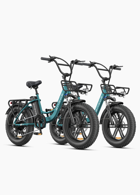 2 green engwe l20 boost e fat tire bikes