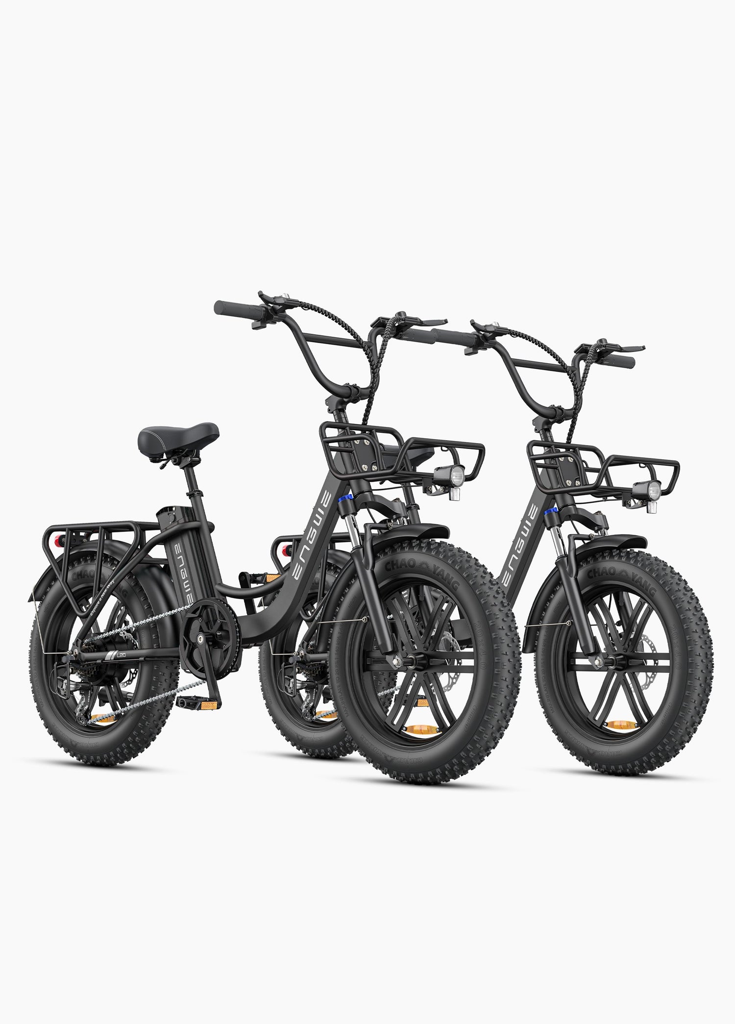 2 black engwe l20 boost pedal assist e bikes