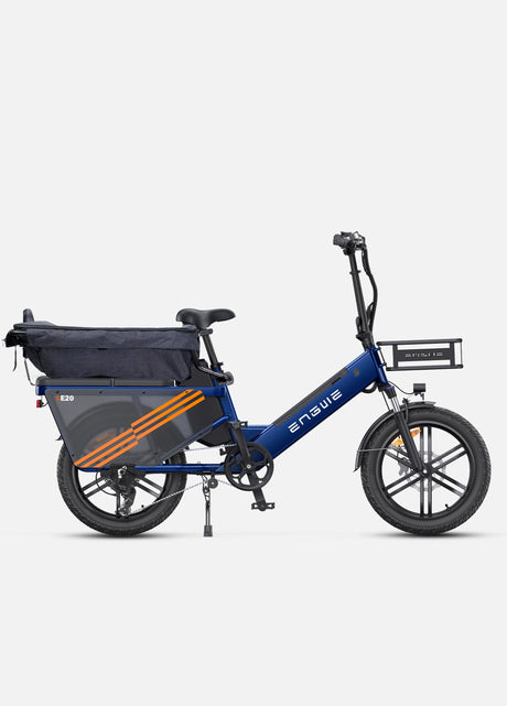 engwe le20 electric cargo bicycle with a rear basket